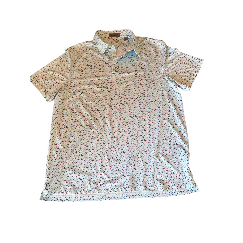 G/FORE Polo Shirt Daybreak Blue Micro Floral Print Performance GMP000078 Mens XL